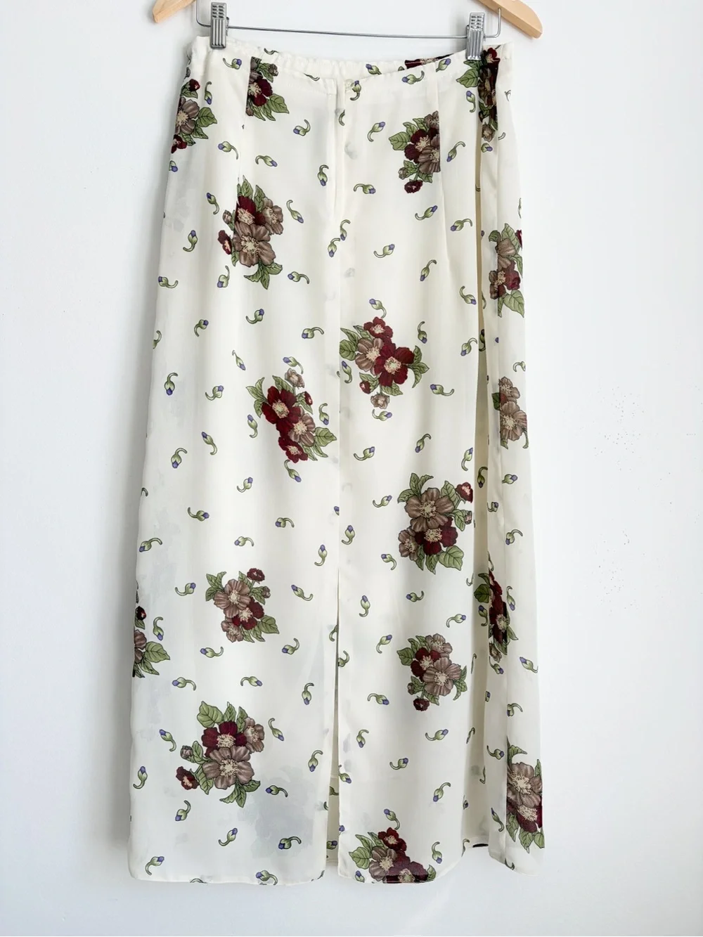 Vintage AGMIR Ivory Floral Maxi Skirt - Handcrafted in Poland - Size M (EU 40) - Picture 4 of 9
